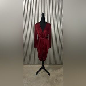 Women’s NWT Altuzarra Target Red Designer Polyester Wrap Dress Size Medium Flaw